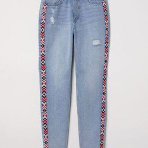 H&M Divided Aztec Stripe High Rise Mom Jeans